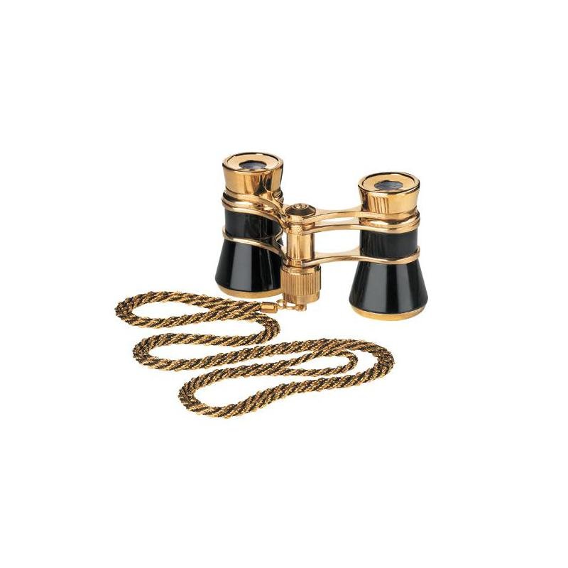 Jumelles de théâtre - Opera glasses Glamour 3x25 black-gold avec chaîne Jumelles de théâtre - Opera glasses Glamour 3x25 black-gold avec chaîne